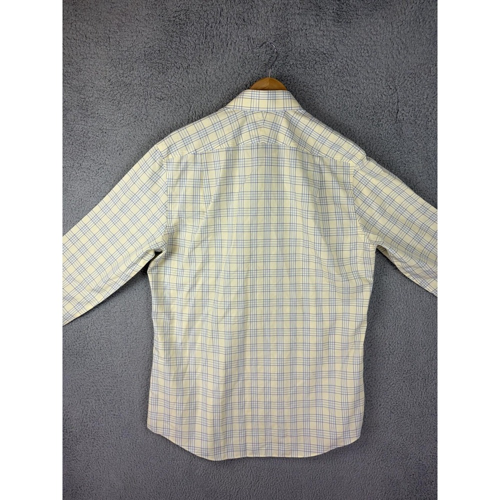 Charles Tyrwhitt Shirt Mens 16 34/35 Yellow Check Slim Fit Non Iron Long Sleeve - Picture 6 of 7